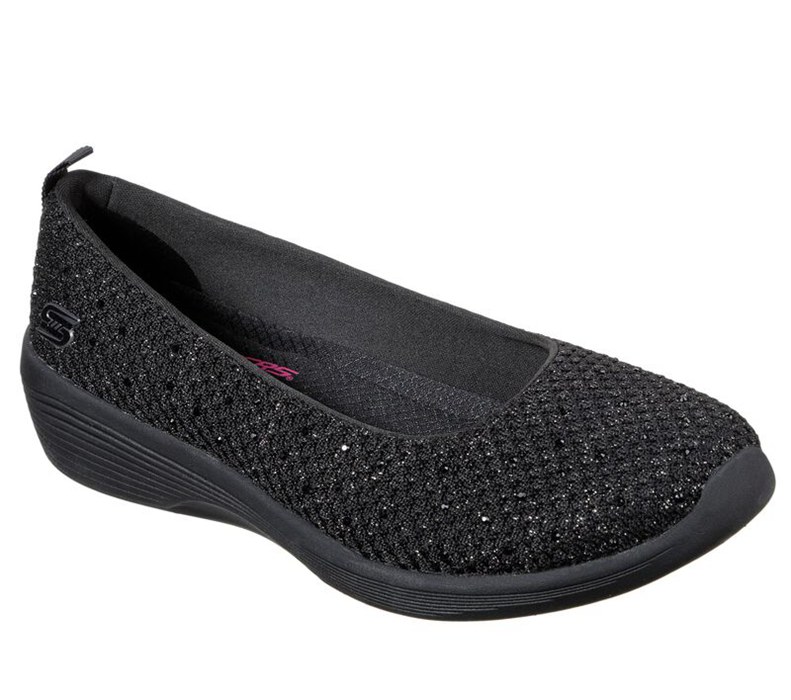 Skechers Dam Svarta Platta Skor - Arya - Sweet Glitz - Sverige (GVURN-4067)